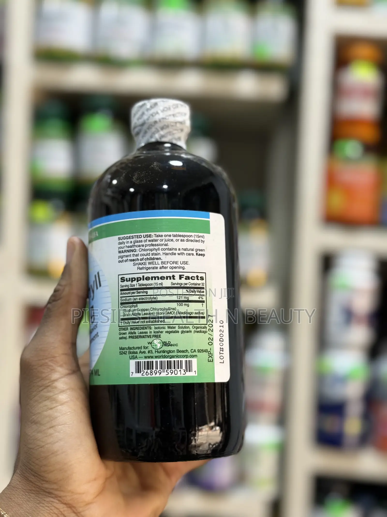 World Organic - Chlorophyll Liquid 100mg, 8 Oz Liquid