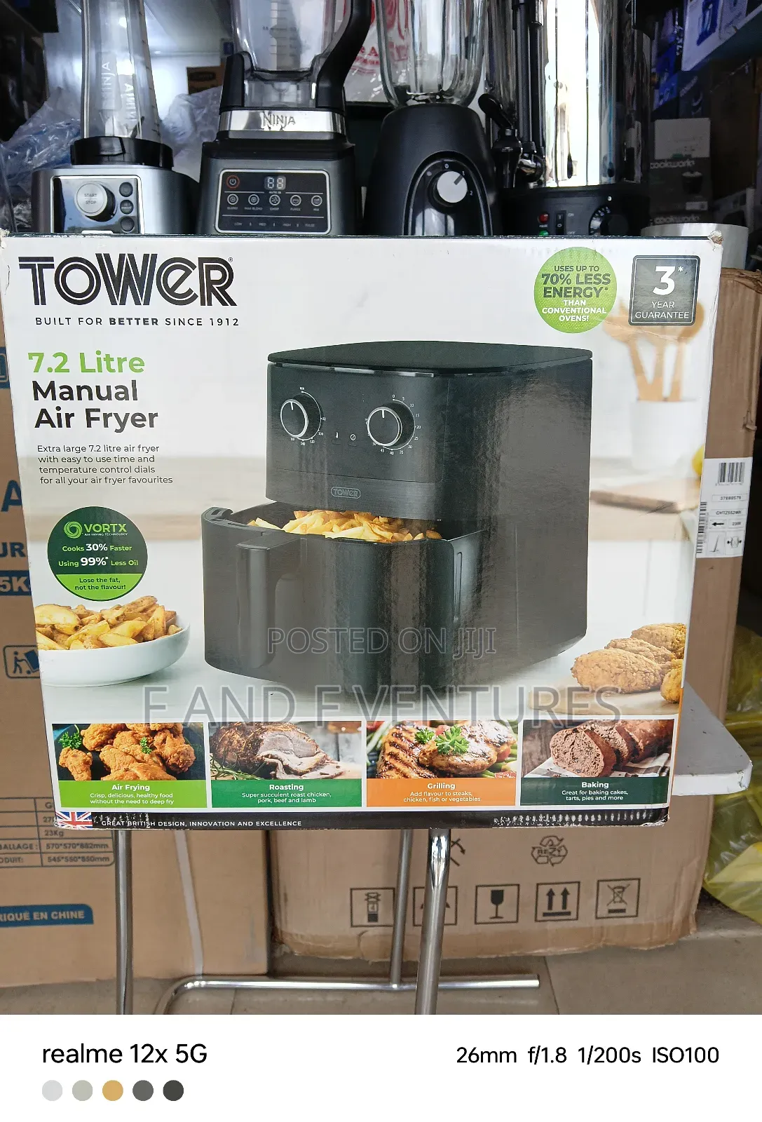 Latex Tower Manual Air Fryer 7.2l - Uk
