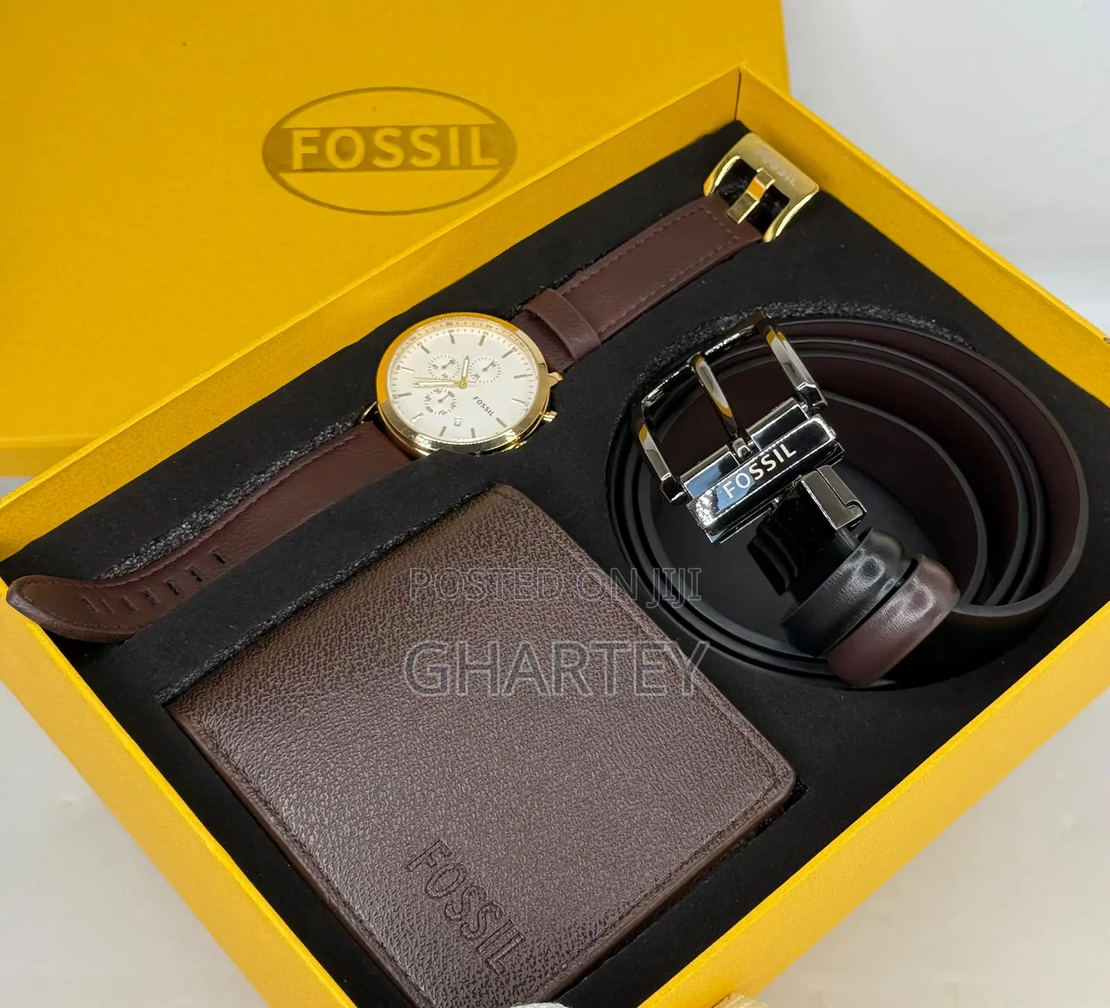 Fossil Men's Premium Gift Set – Watch, Wallet Belt