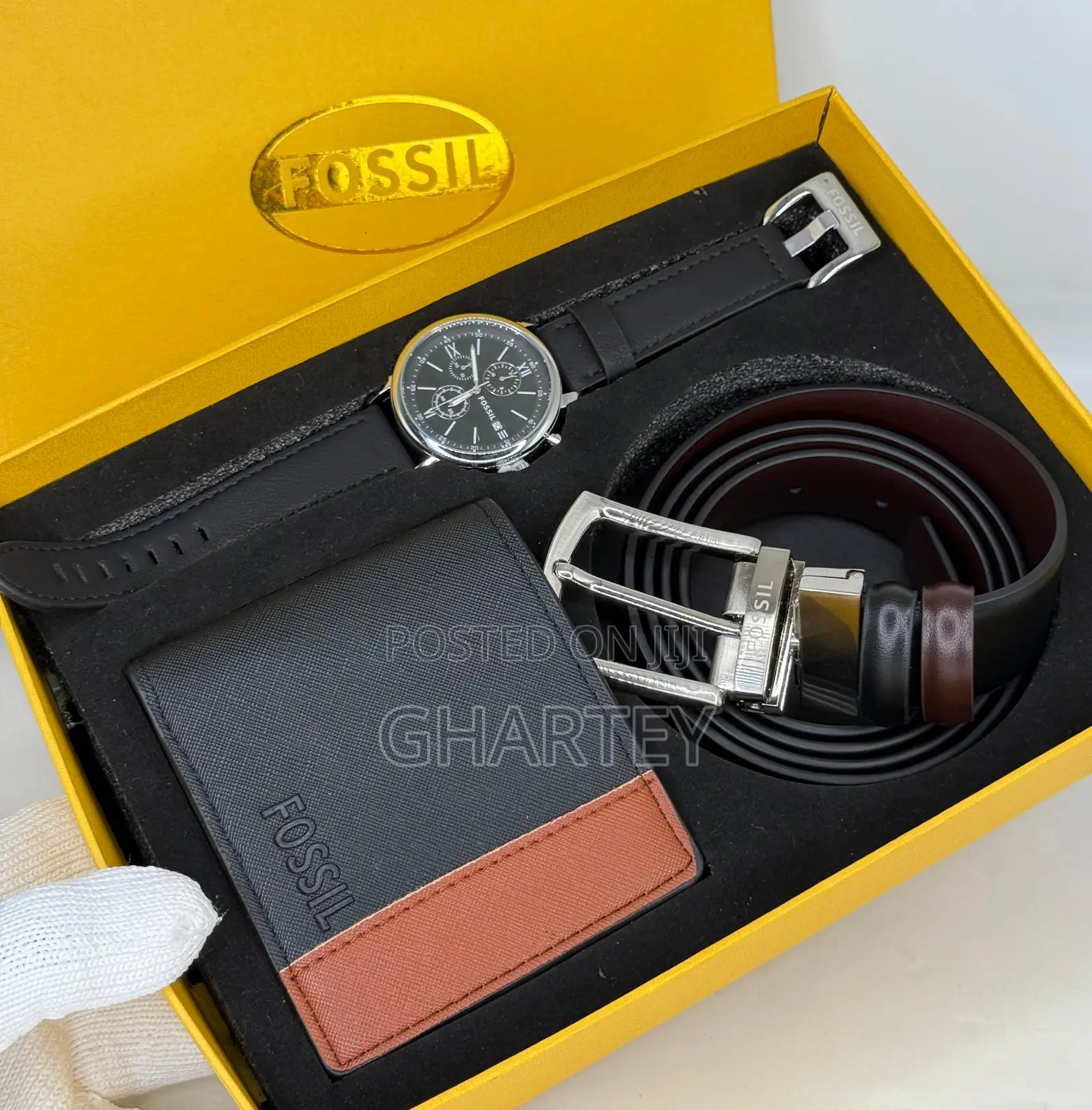 Fossil Men's Premium Gift Set – Watch, Wallet Belt