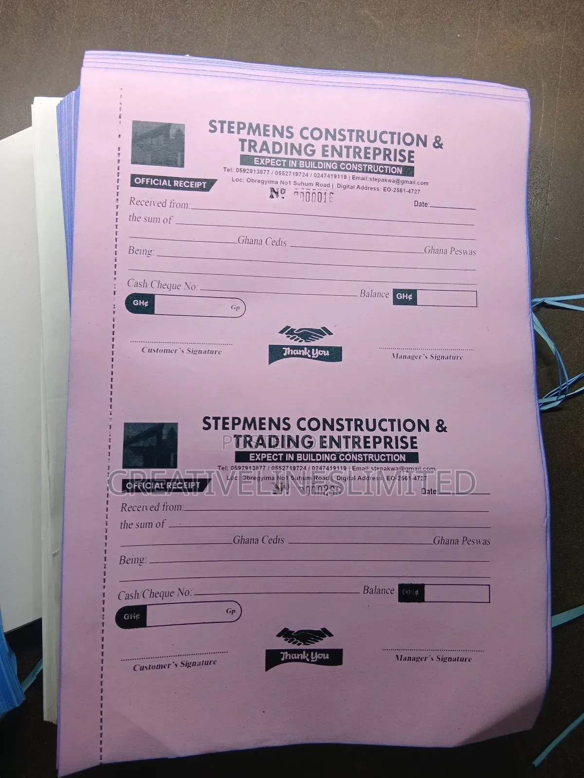 Customised Receipt Booklet