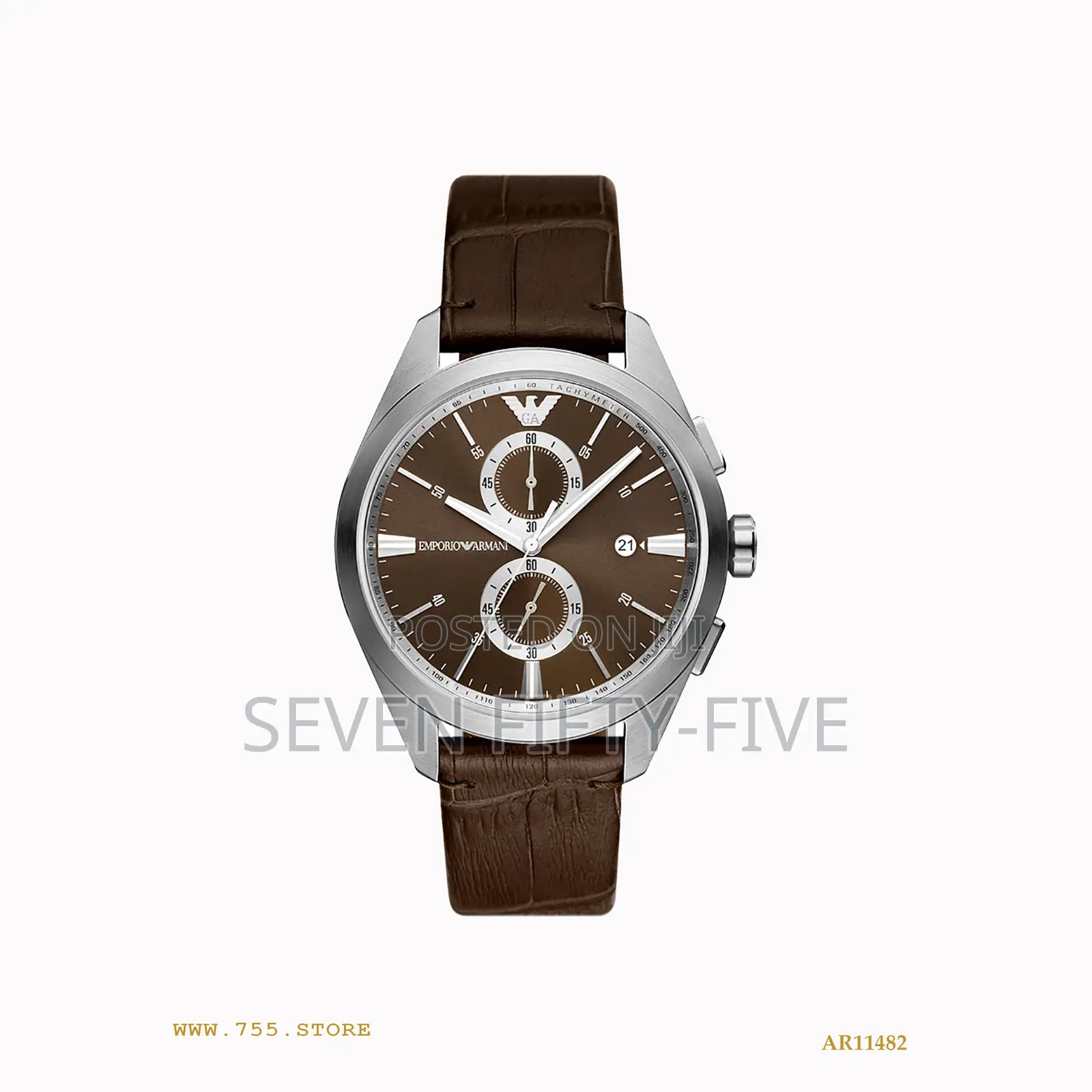 Emporio Armani Chronograph Brown Leather Watch Ar11482