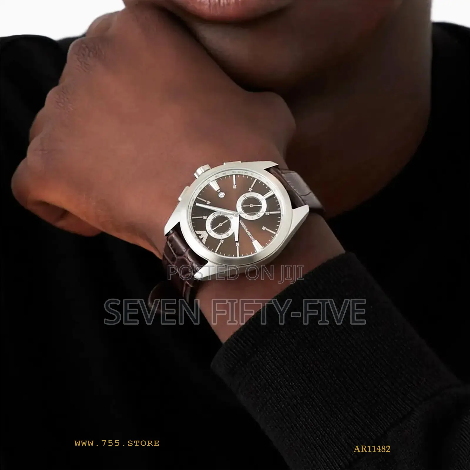 Emporio Armani Chronograph Brown Leather Watch Ar11482