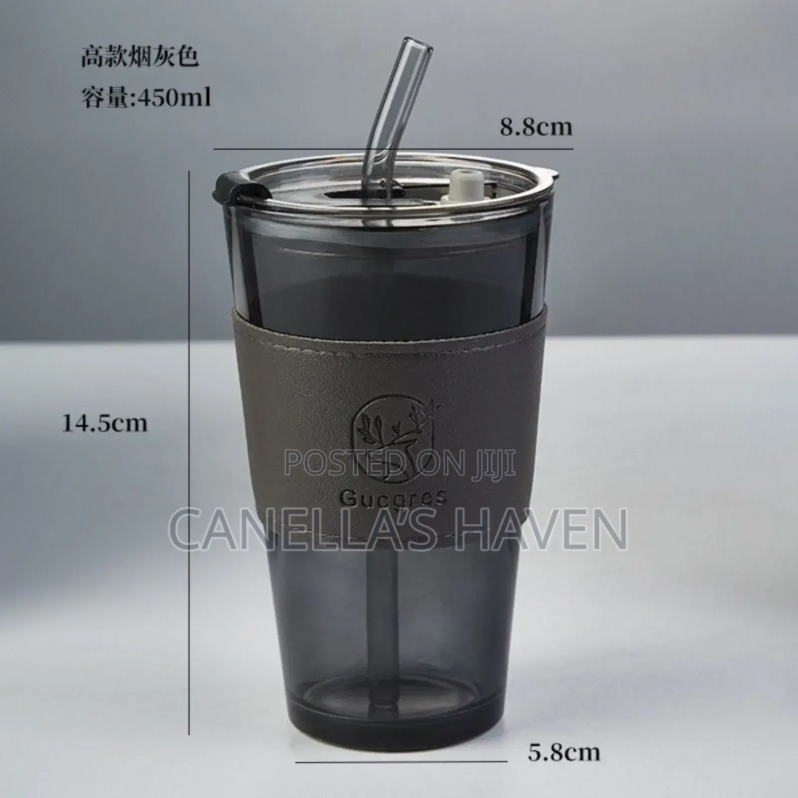 Original 500ml Gucgres Glass Cup With Straw