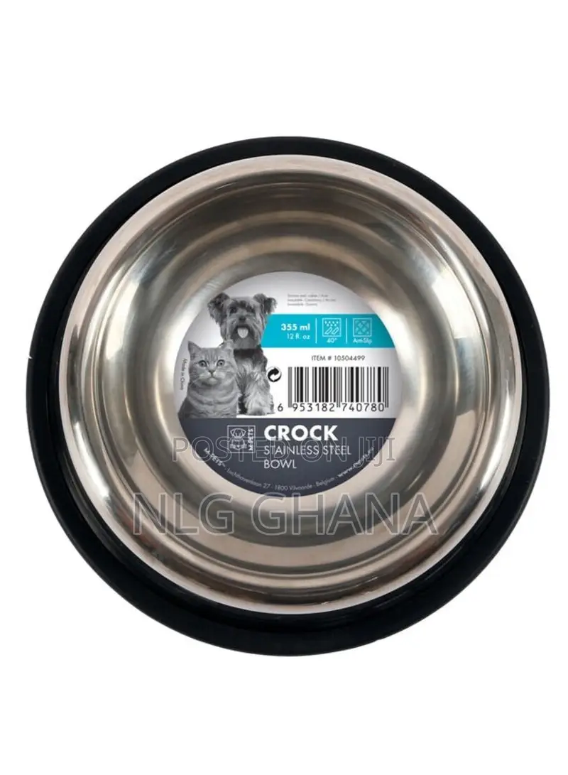 10.2-Inch Stainless Steel Dog Bowl With Rubber Base Pets. Ghx5389