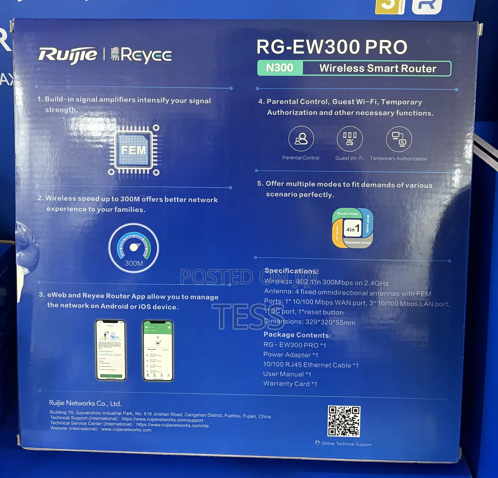 Ruijie Reyee 300mbps Wireless Smart Router Rg-Ew300 Pro