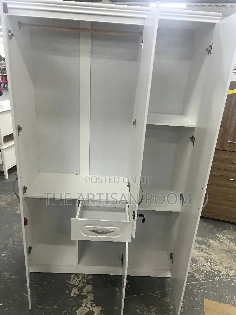 Three Door White Silk Colored Wardrobe