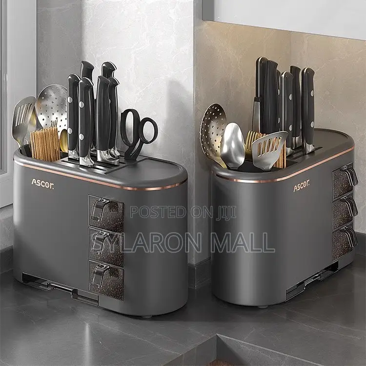 All-in-One Luxury Kitchen Knife Utensil Organizer With Spice Drawers