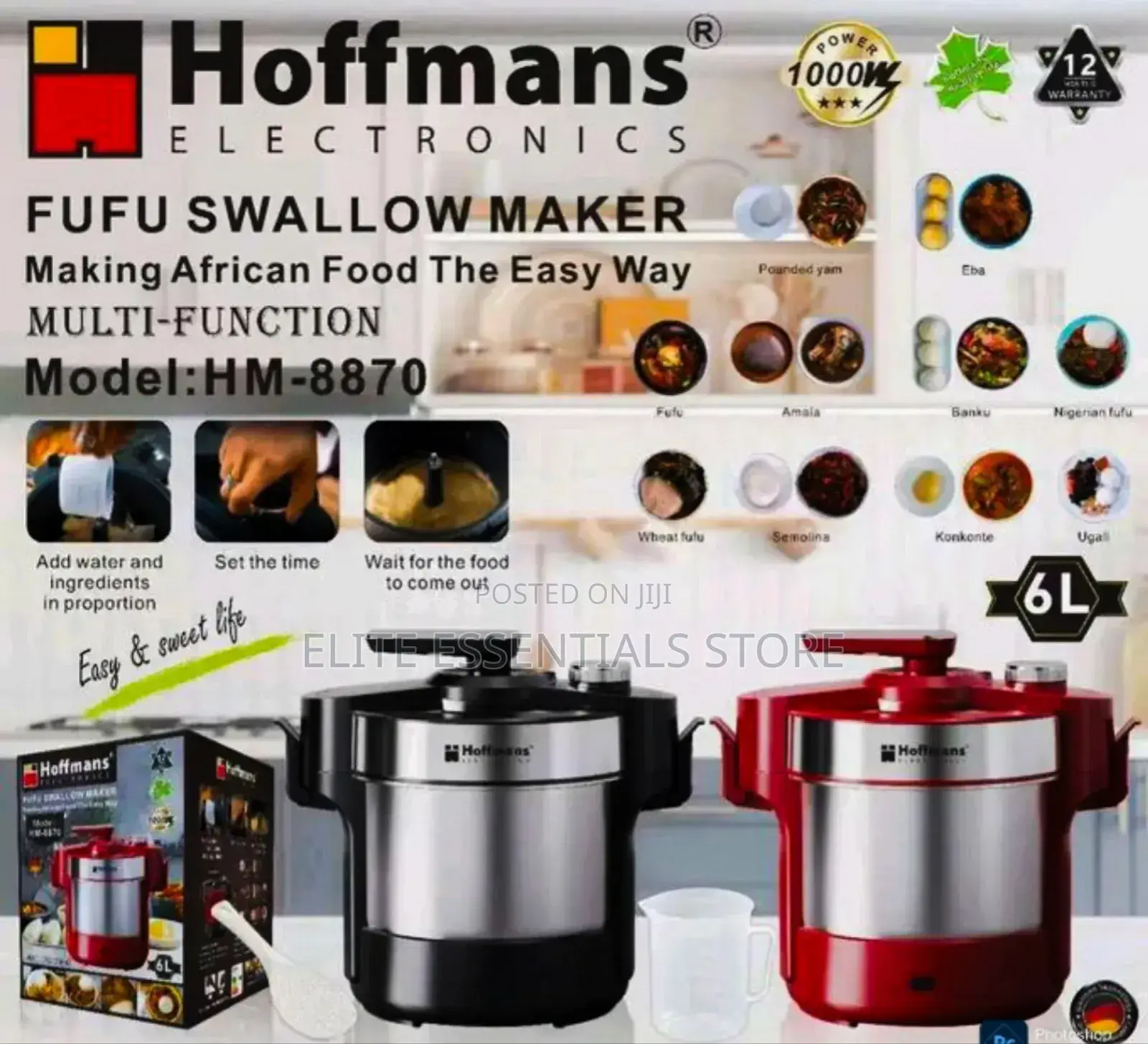 Hoffmans Swallow Maker for Banku, Fufu, Rice-Ball, Konkonte, Tuozafi