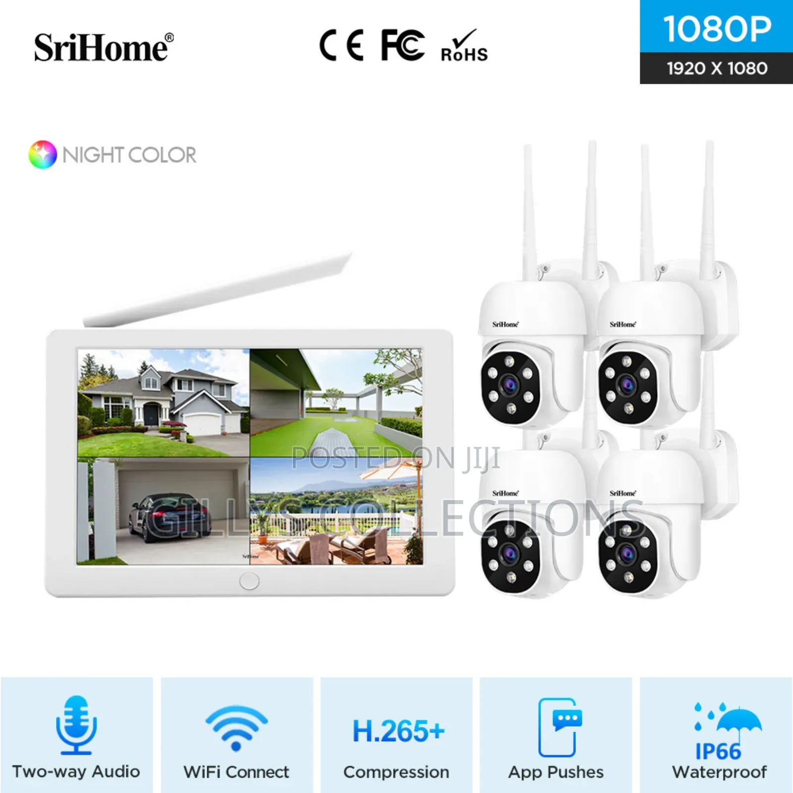 Wireless Wifi Security Cameras 4 Channel Nvr Cctv Camera System Kit