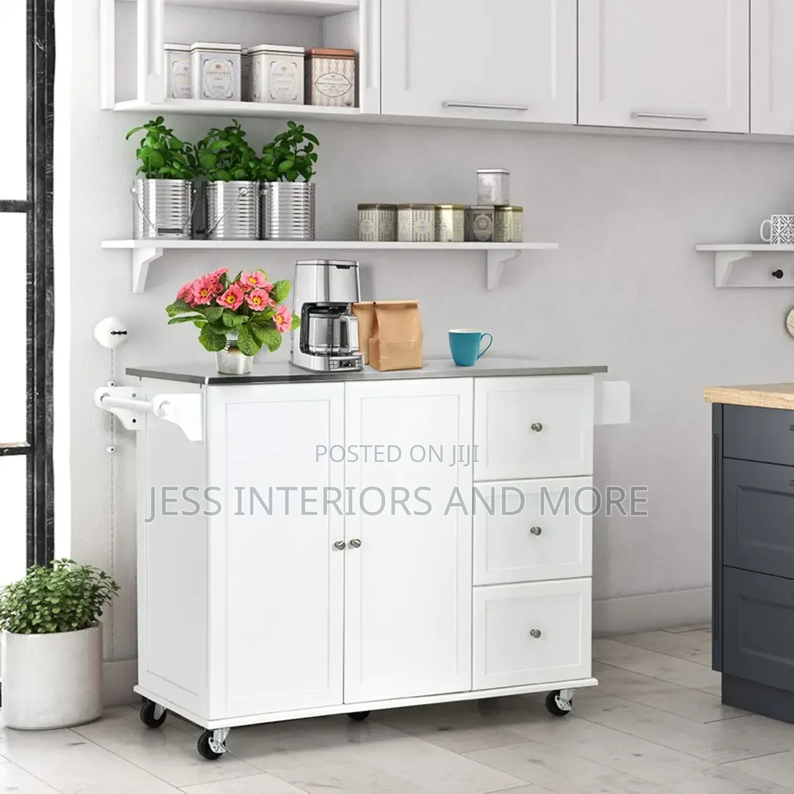 Kitchen Island Cart With Stainless Steel Countertop