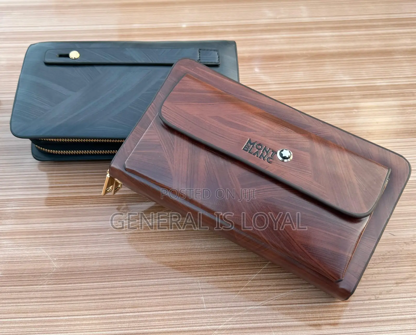 Leather Mont Blanc Men’S Hand Cluth  Double  Zip