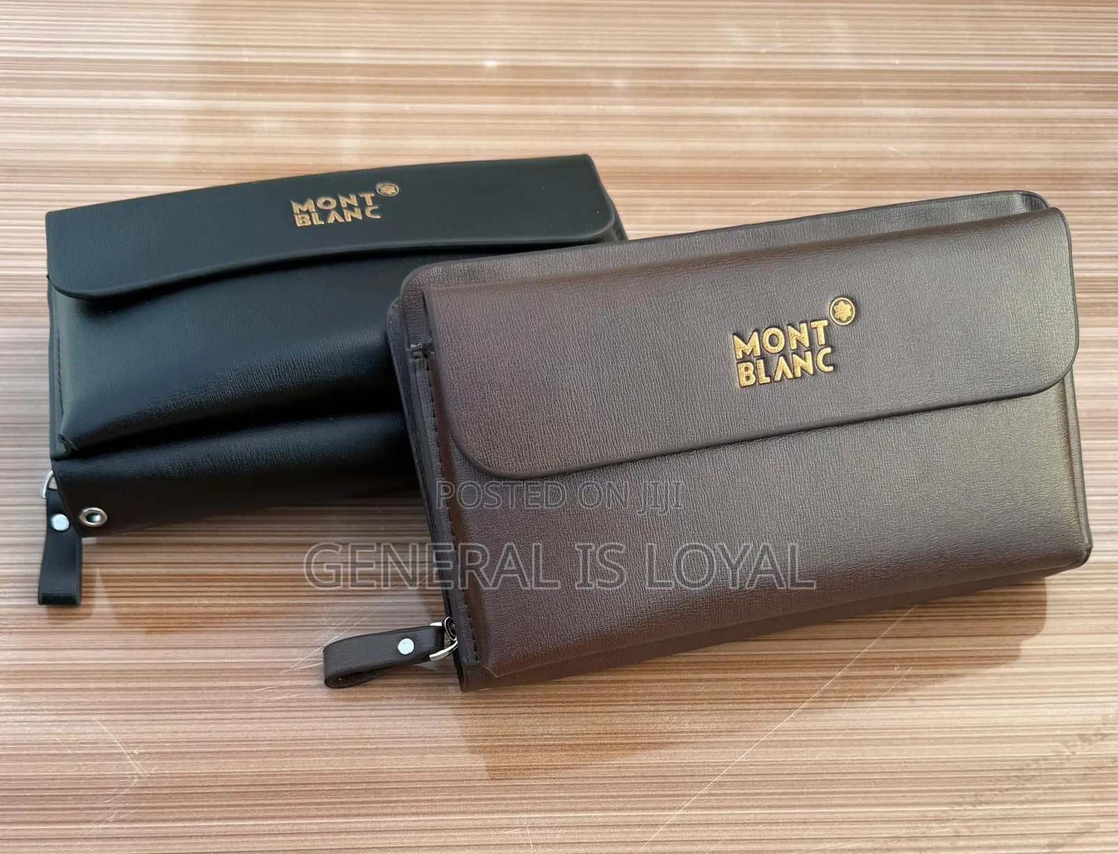 Leather Mont Blanc Men’S Hand Cluth  Double  Zip