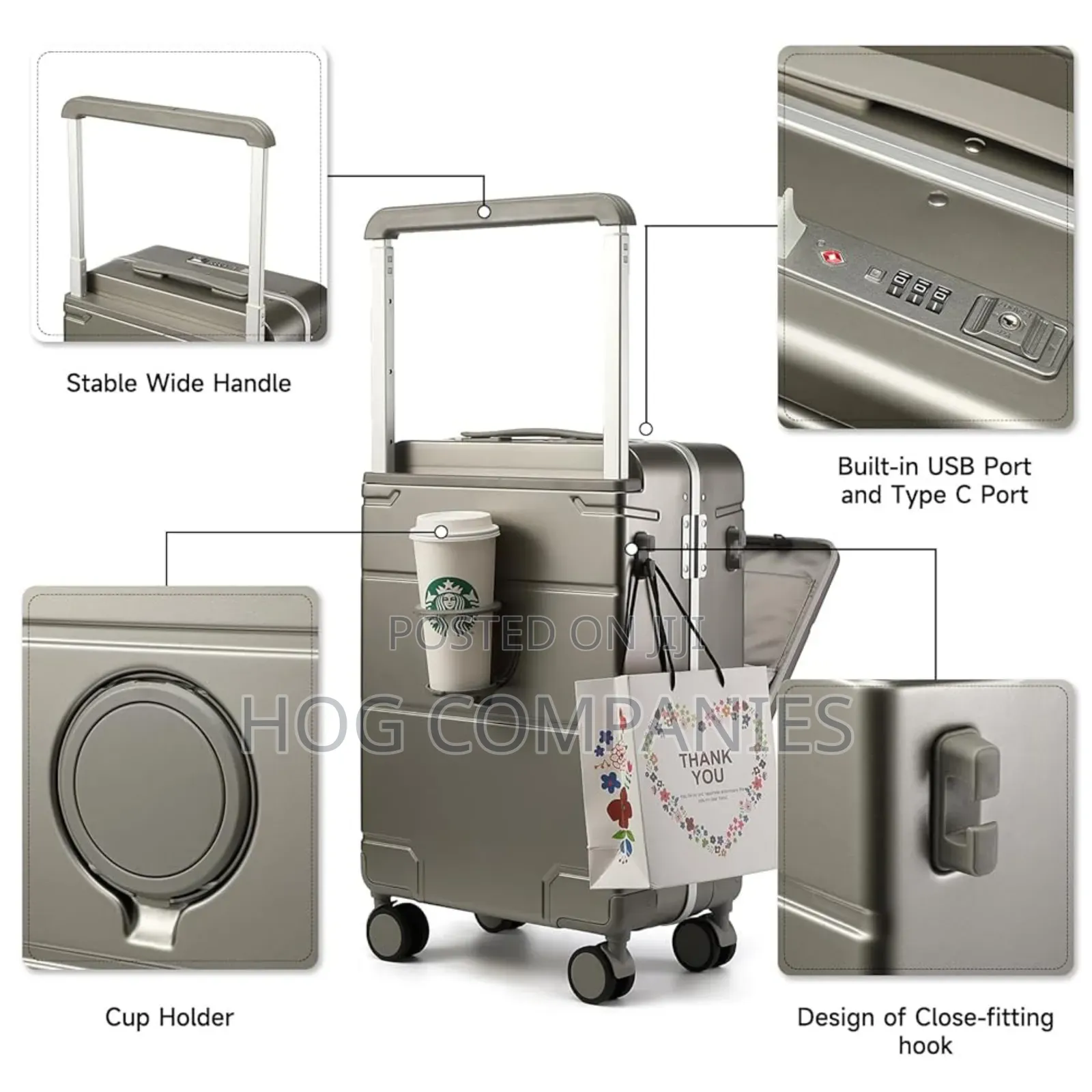 Anti-Theft Airline Approved Carry on Luggage Travel Usb Suitcase