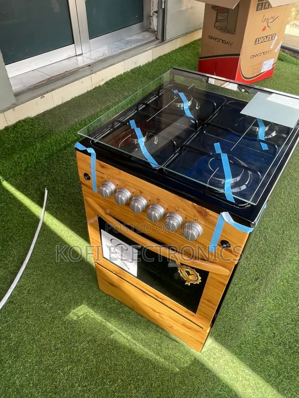 Freestanding Gas Cooker With Oven Natural Wood Appearance