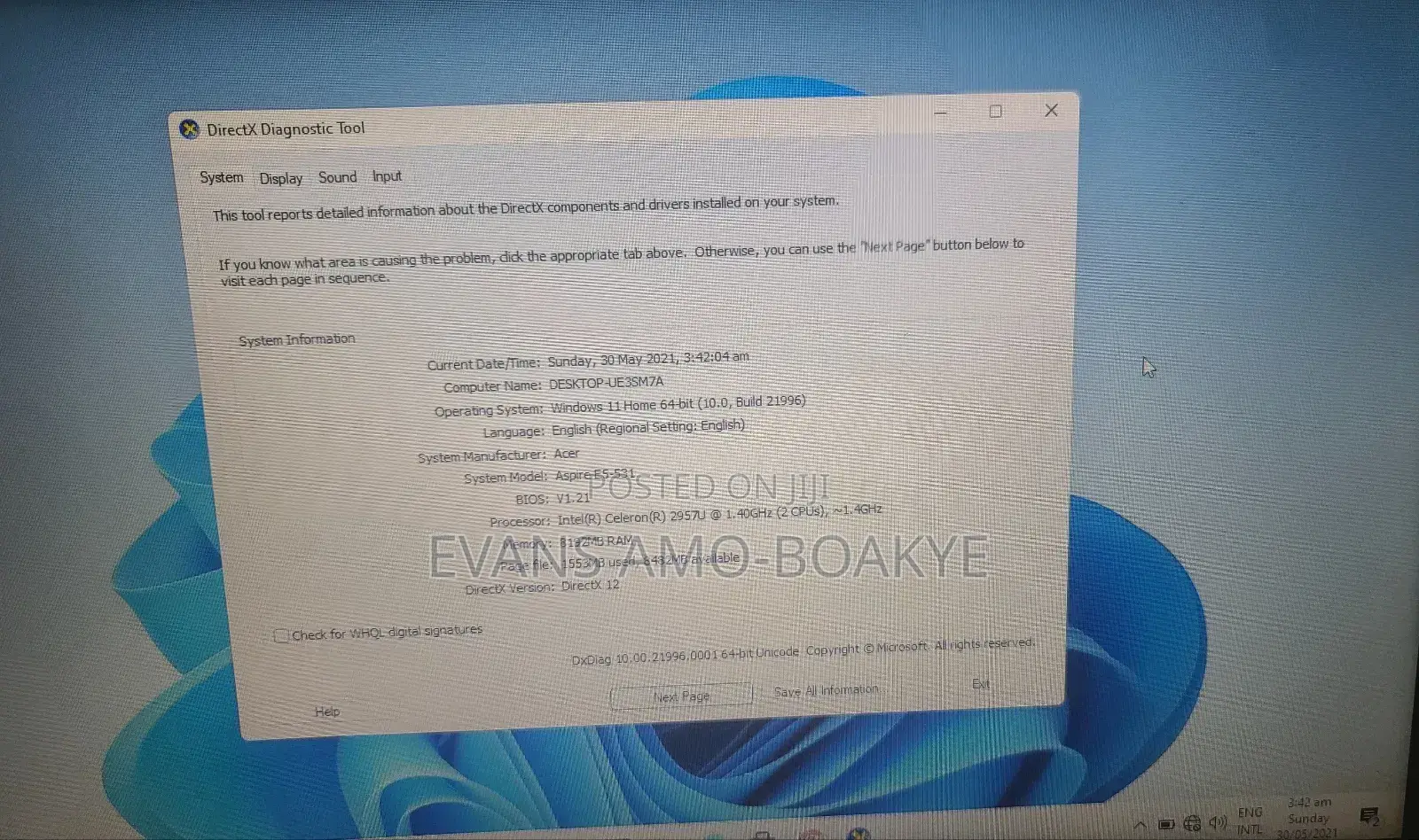Laptop Acer Aspire E5-531 8GB Intel Celeron HDD 2T