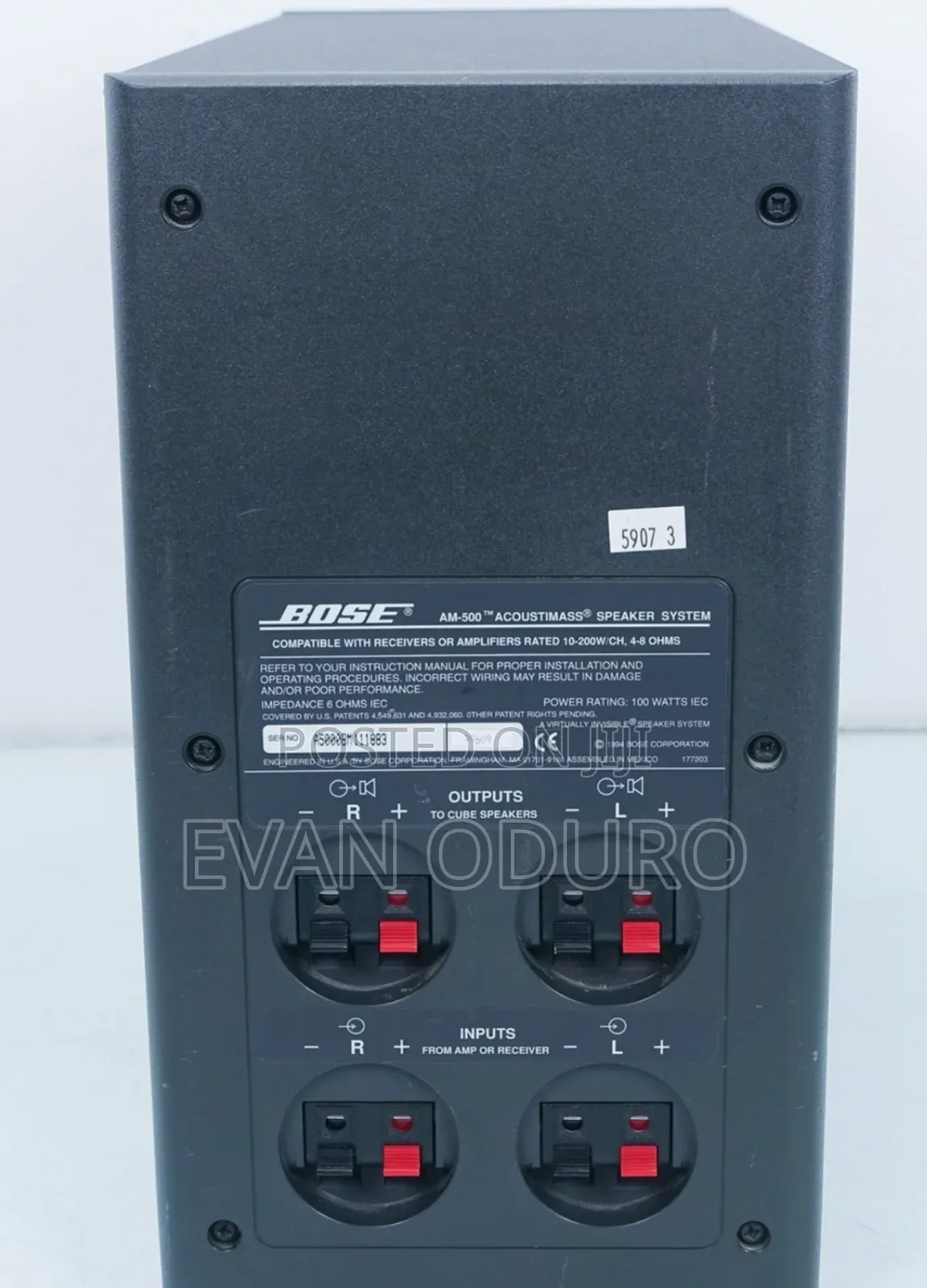 Bose Acoustimass Direct Reflecting Speaker System Sub W/ Dual Cubes.