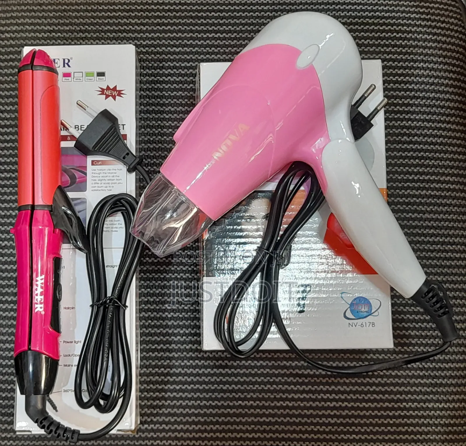 Mini Straightener With Curler and Hair Dryer Package.