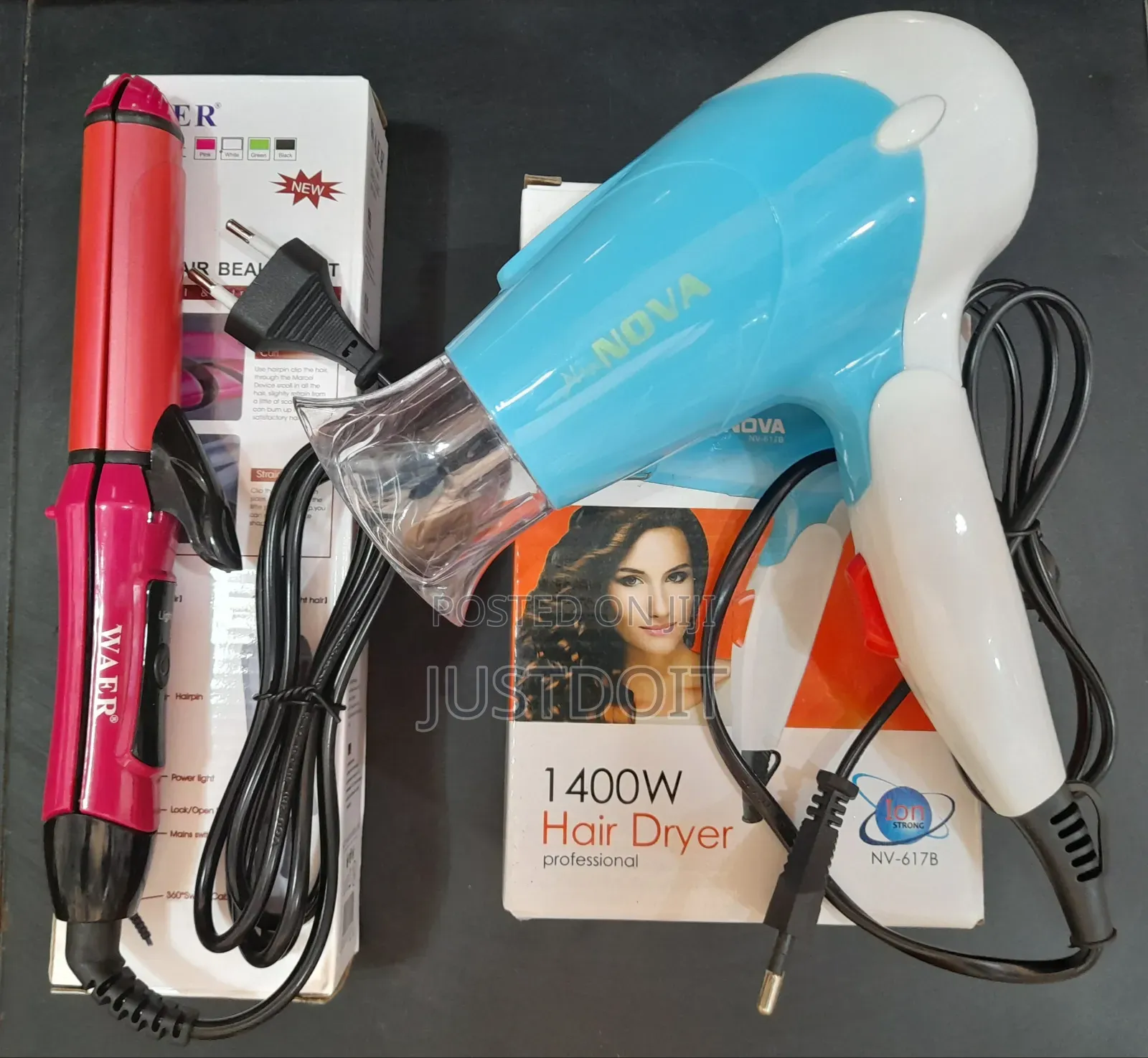 Mini Straightener With Curler and Hair Dryer Package.