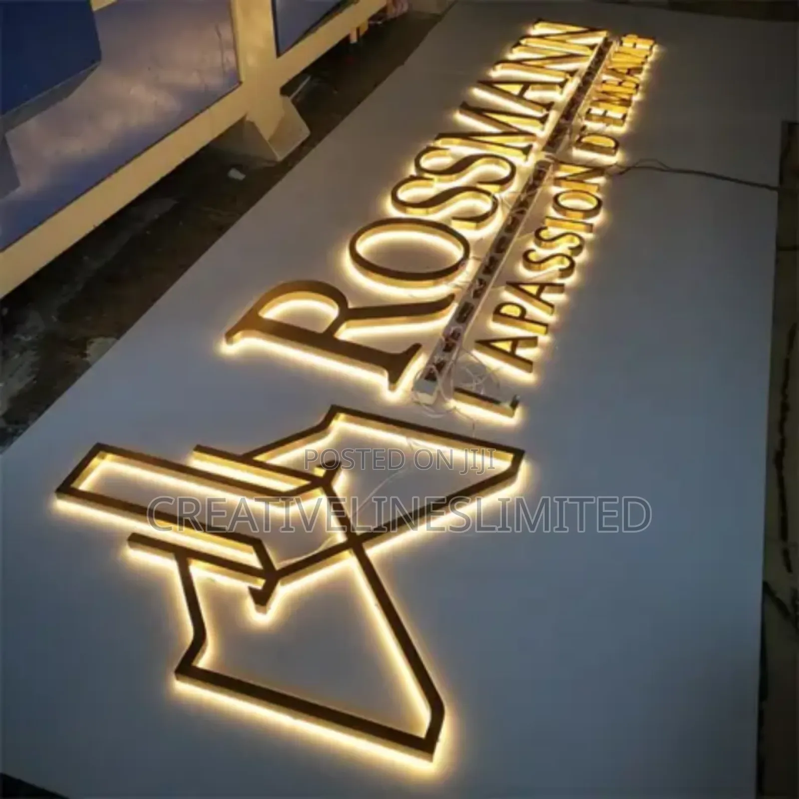 White With Warm Gold Signage