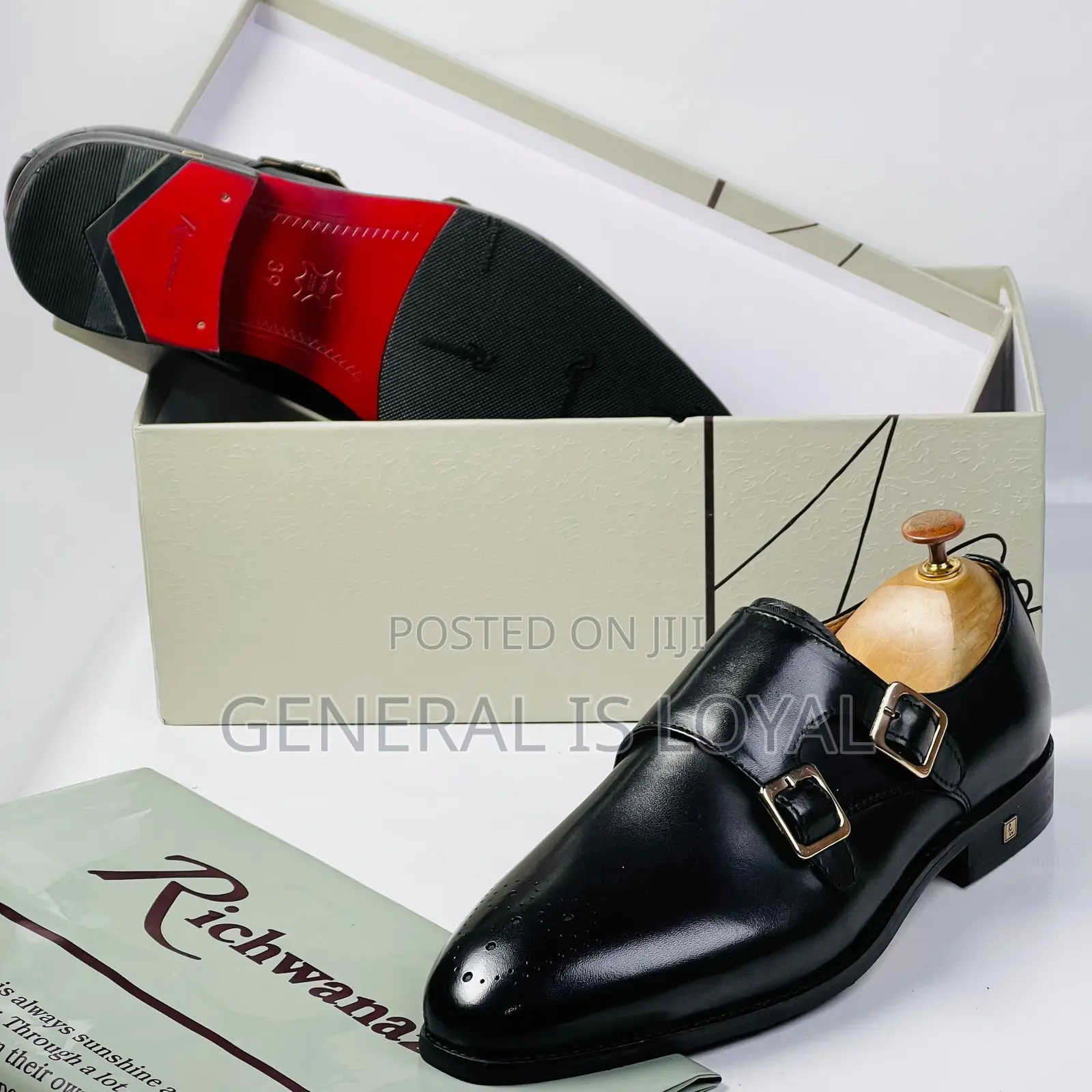 Richwanaz Monk Strap Black Leather Men’S Shoe