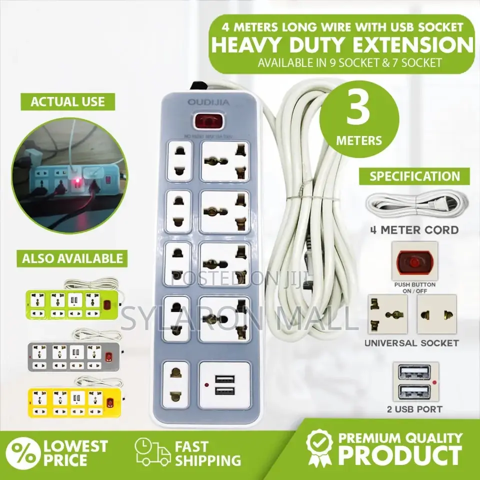 Multi-socket Power Extension Board With Usb Ports – 8 Outlets