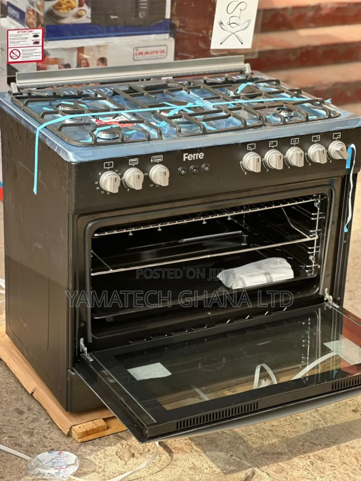 Ferre 90x60 5gas Burner  Auto Ignition Gas Stove With Oven And Grill