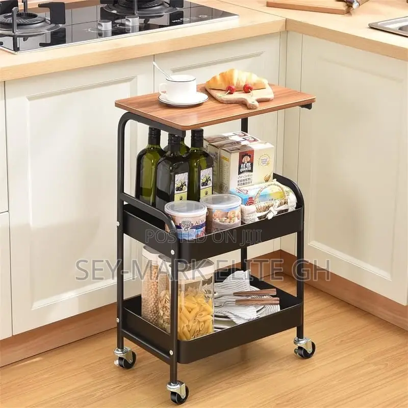 3 Tier Multipurpose Metal Basket With Wooden Top