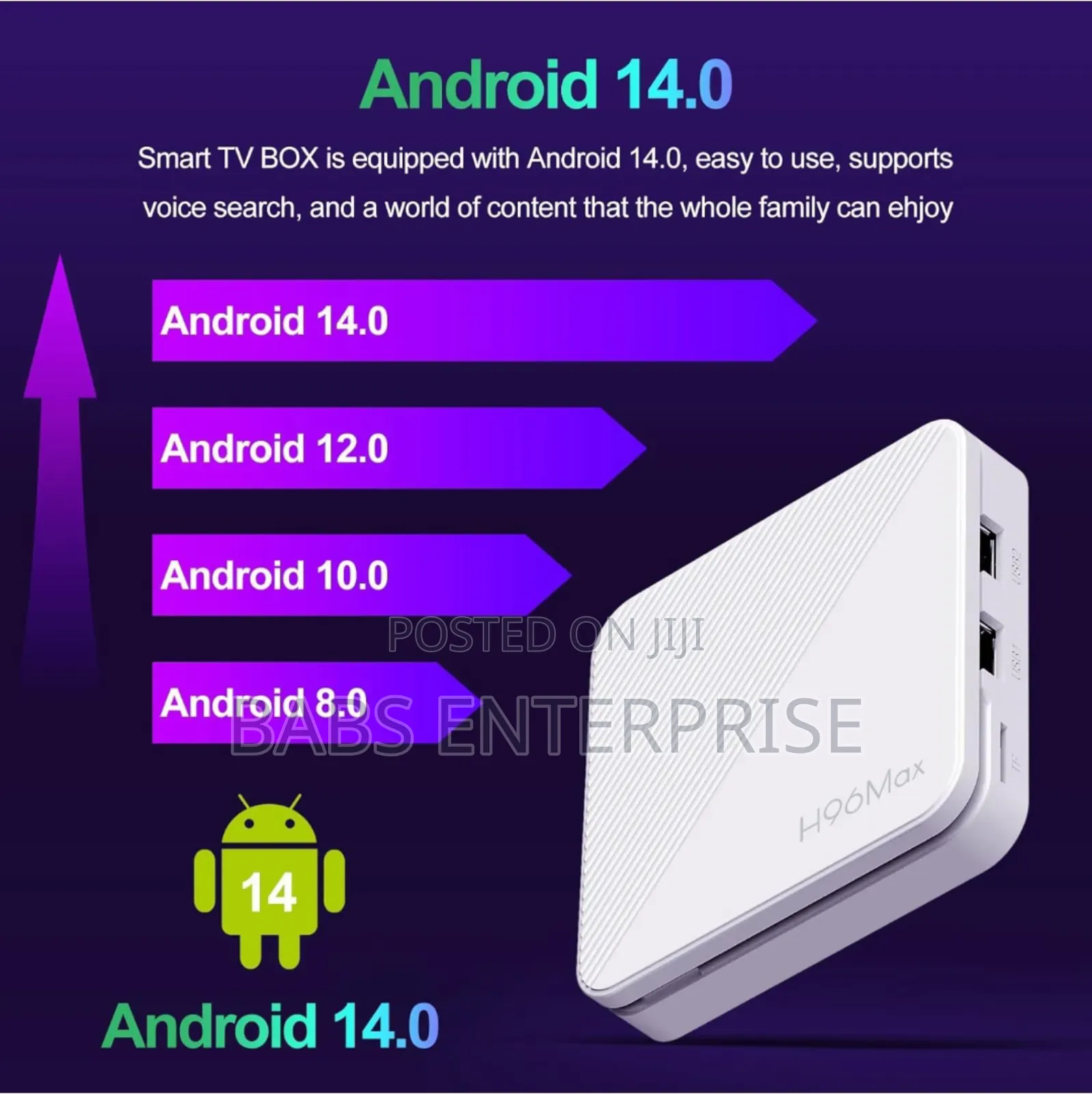 H96 Max 2025 Android 14.0 Atv Box Quad-Core Wifi6 2 + 16gb Bt5.0 4k