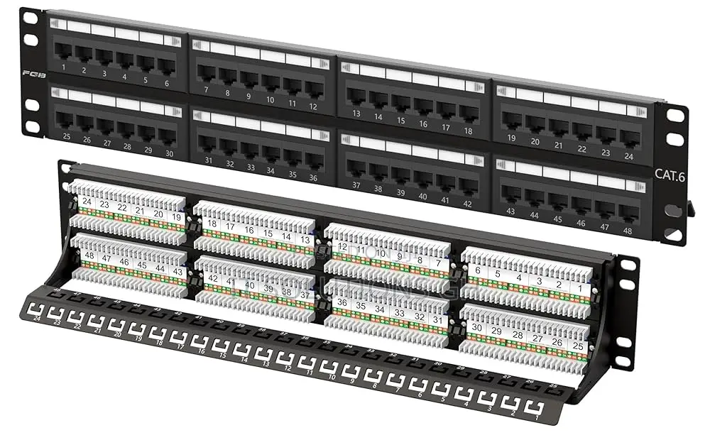 2u 48 Port Cat6 Patch Panel, 19" Rackmount or Wall Mount Patch Panel,