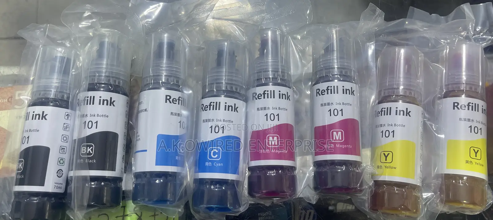 Epson Ink 101 Original Ink Bottle Set-Black, Cyan, Yellow, Maj
