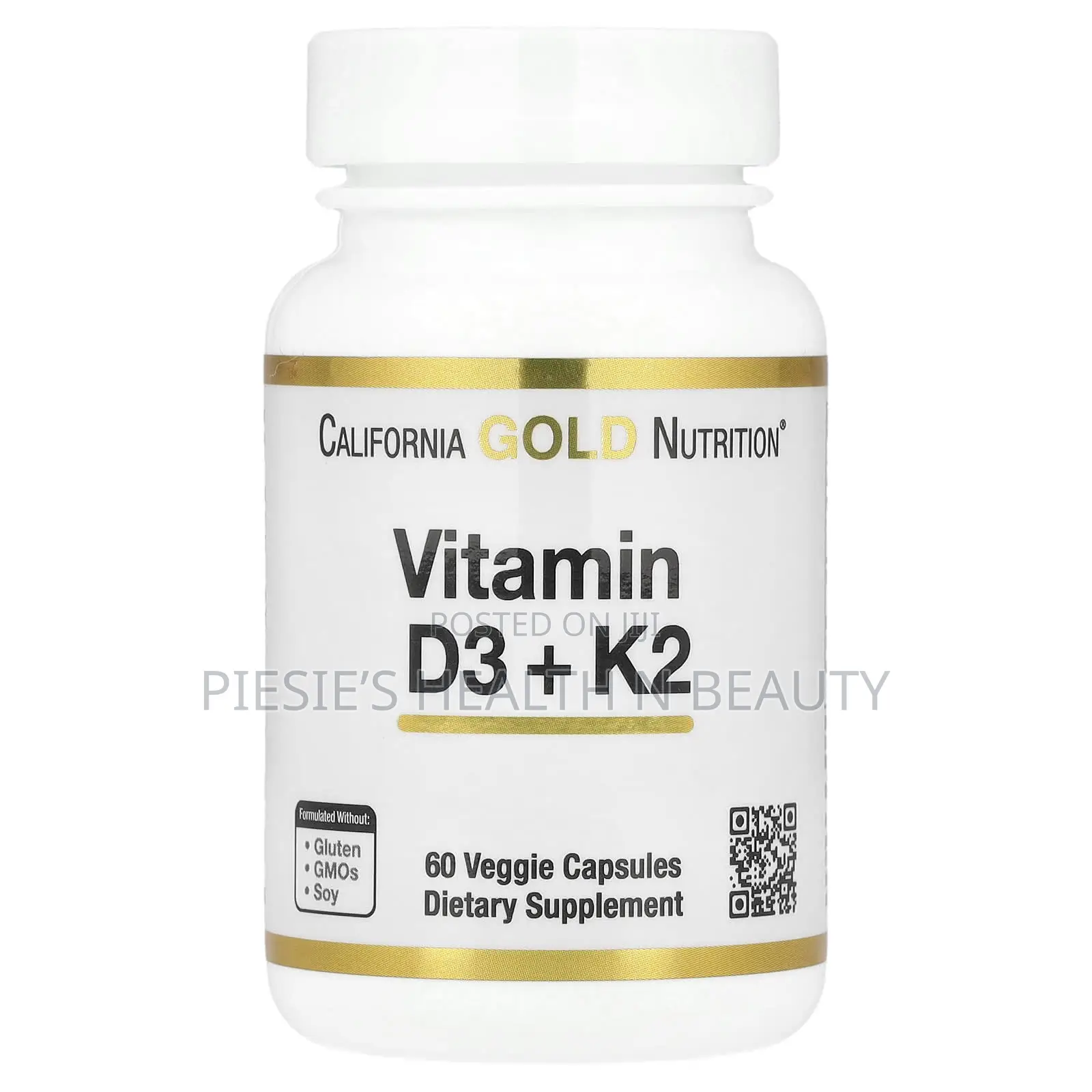 California Gold Nutrition Vitamin D3 + K2, 60 Veggie Capsules