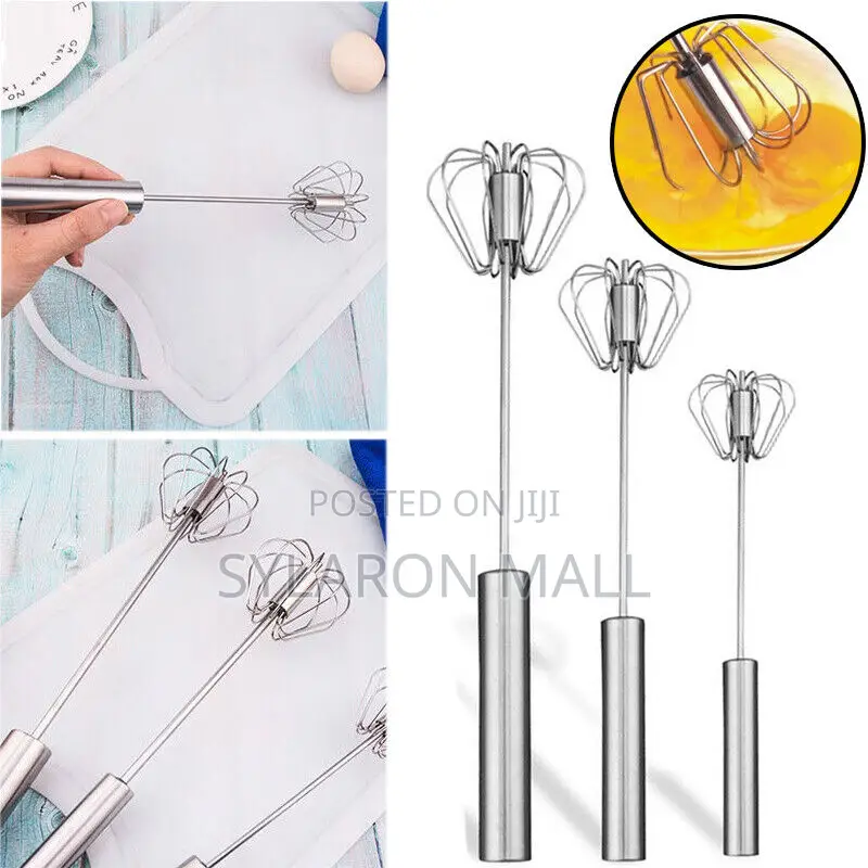 Stainless Steel Hand Push Egg Beater – Automatic Rotating Whisk
