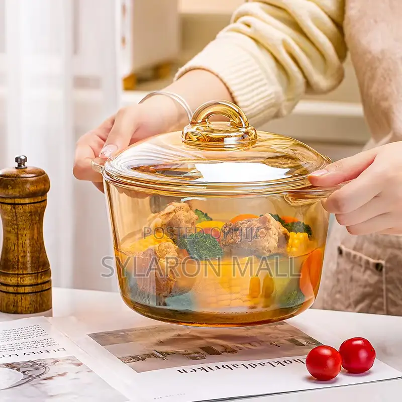 Transparent Heat-Resistant Glass Cooking Pot