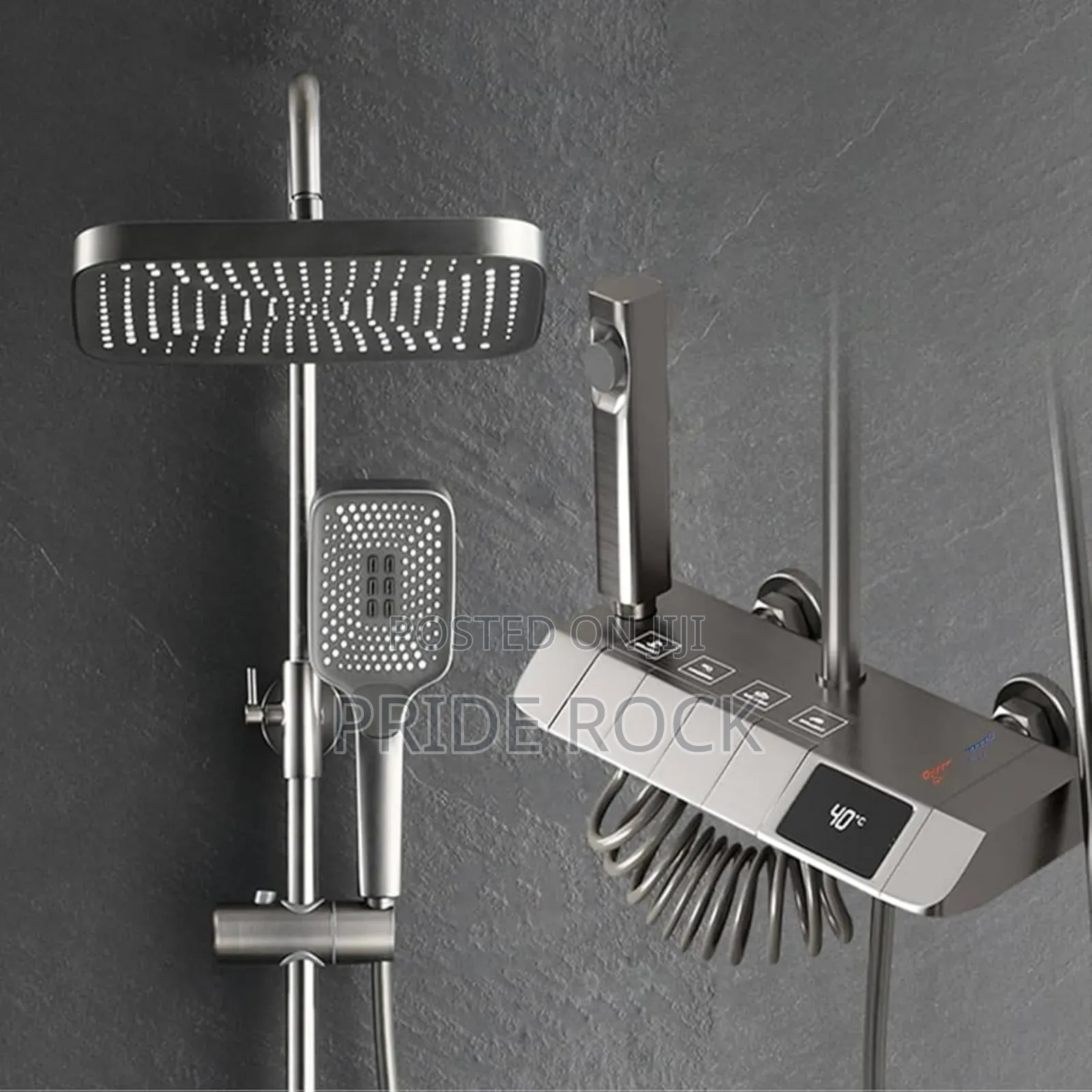 Shower Pole, Black With Thermostat