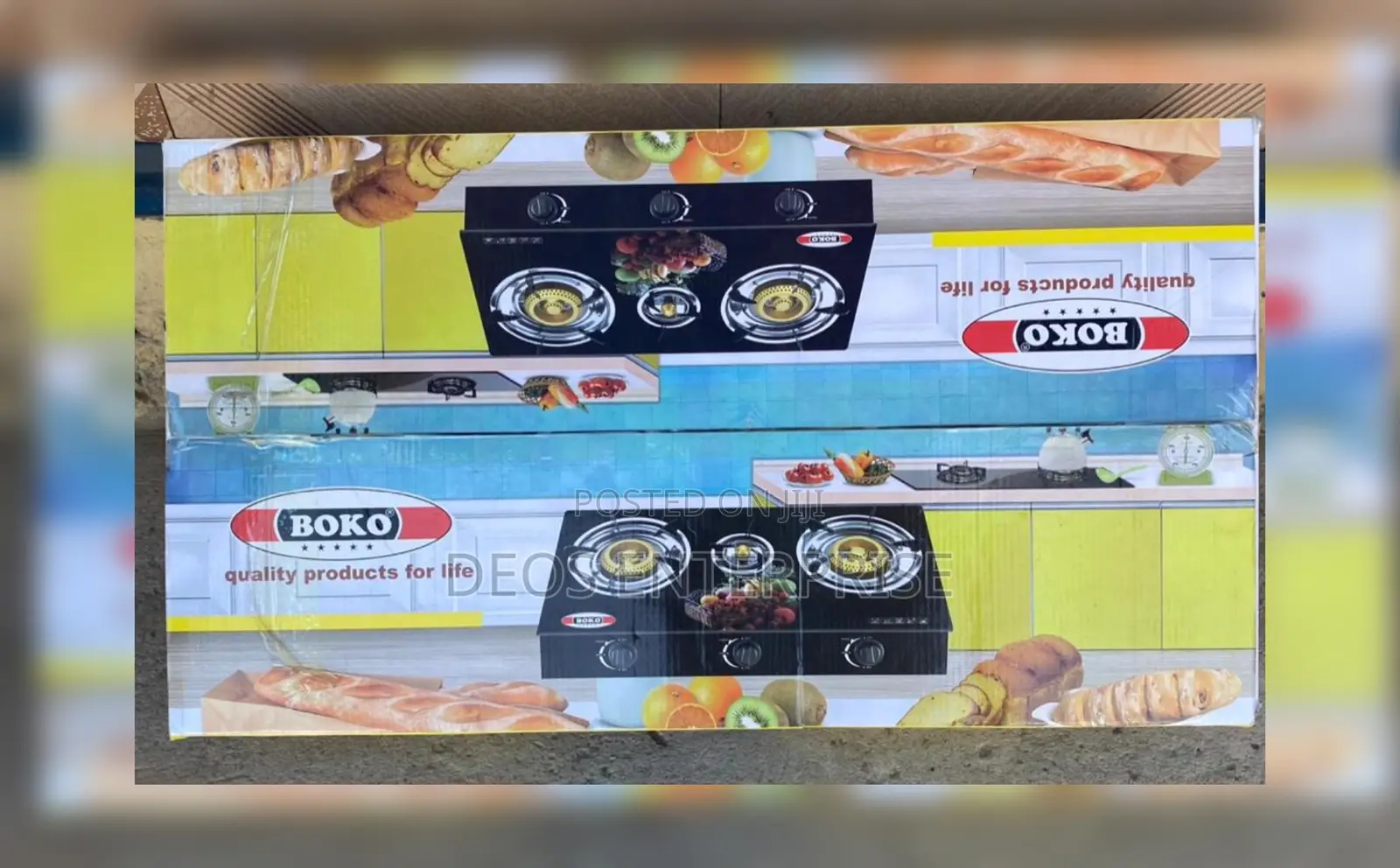 Sleek Black Glass Top Gas Stove