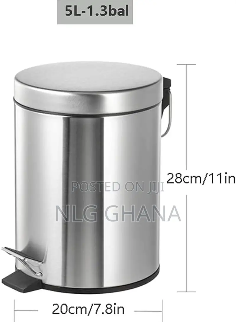 5l Round Chrome Garbage Can Home Hotel Office Stylish. Ghx7246