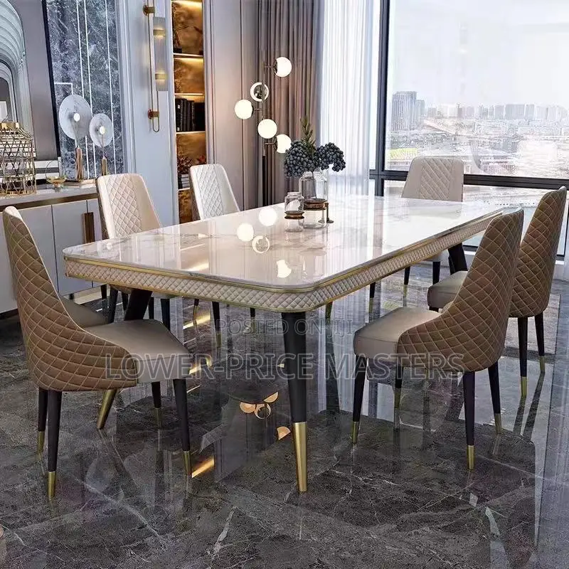 6 Chairs Luxurious Marble Dining Table