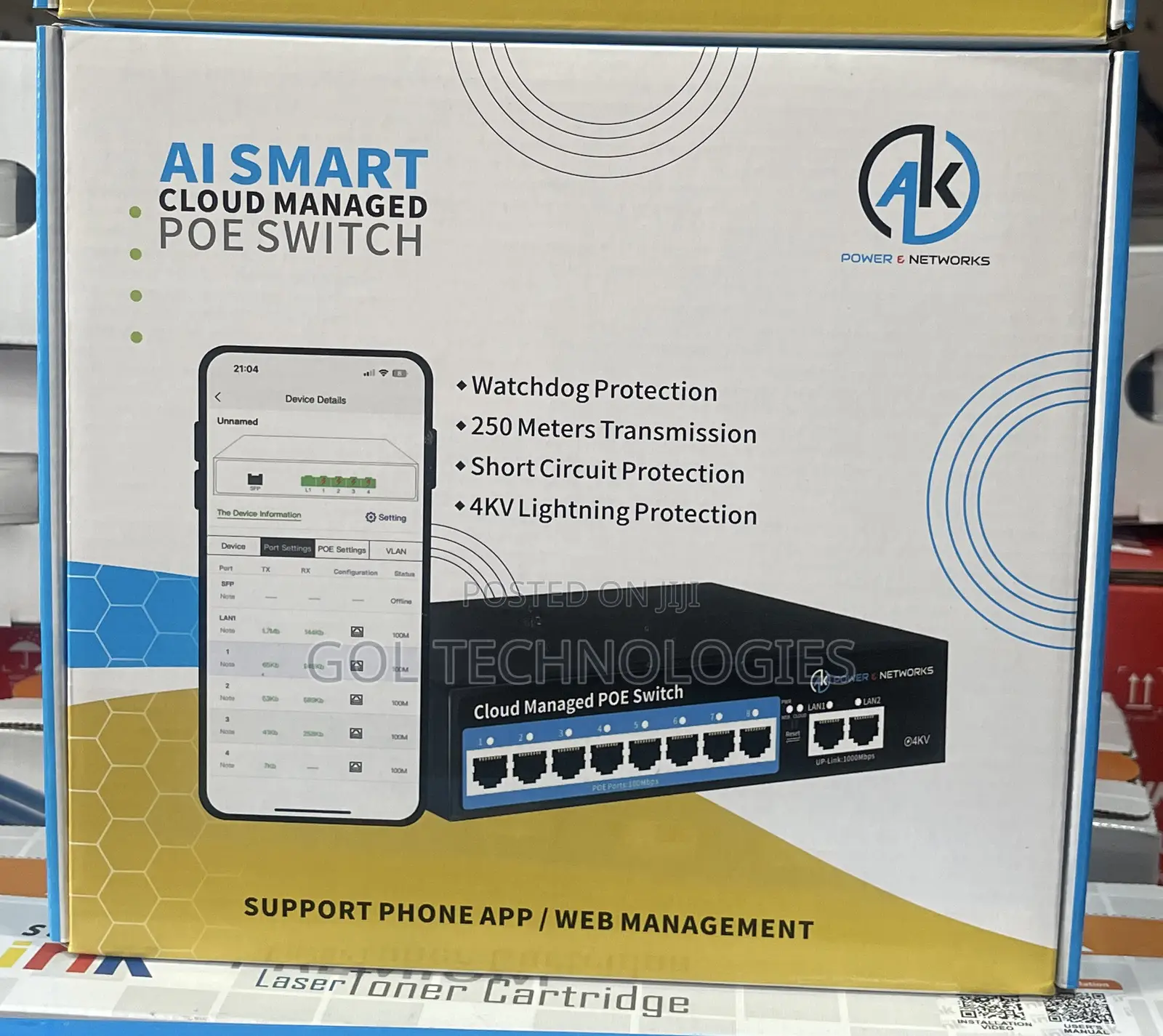 8 Port Poe Switch Ai Smart Cloud Managed Poe Switch 250 Meters Transmi