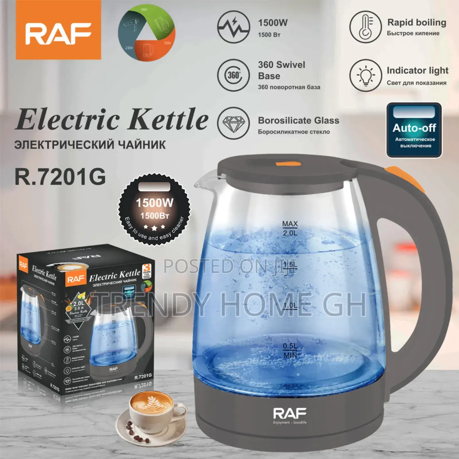 Premium Electric Glass Kettle Fast Boil Led Indicator 1.8l Capacity