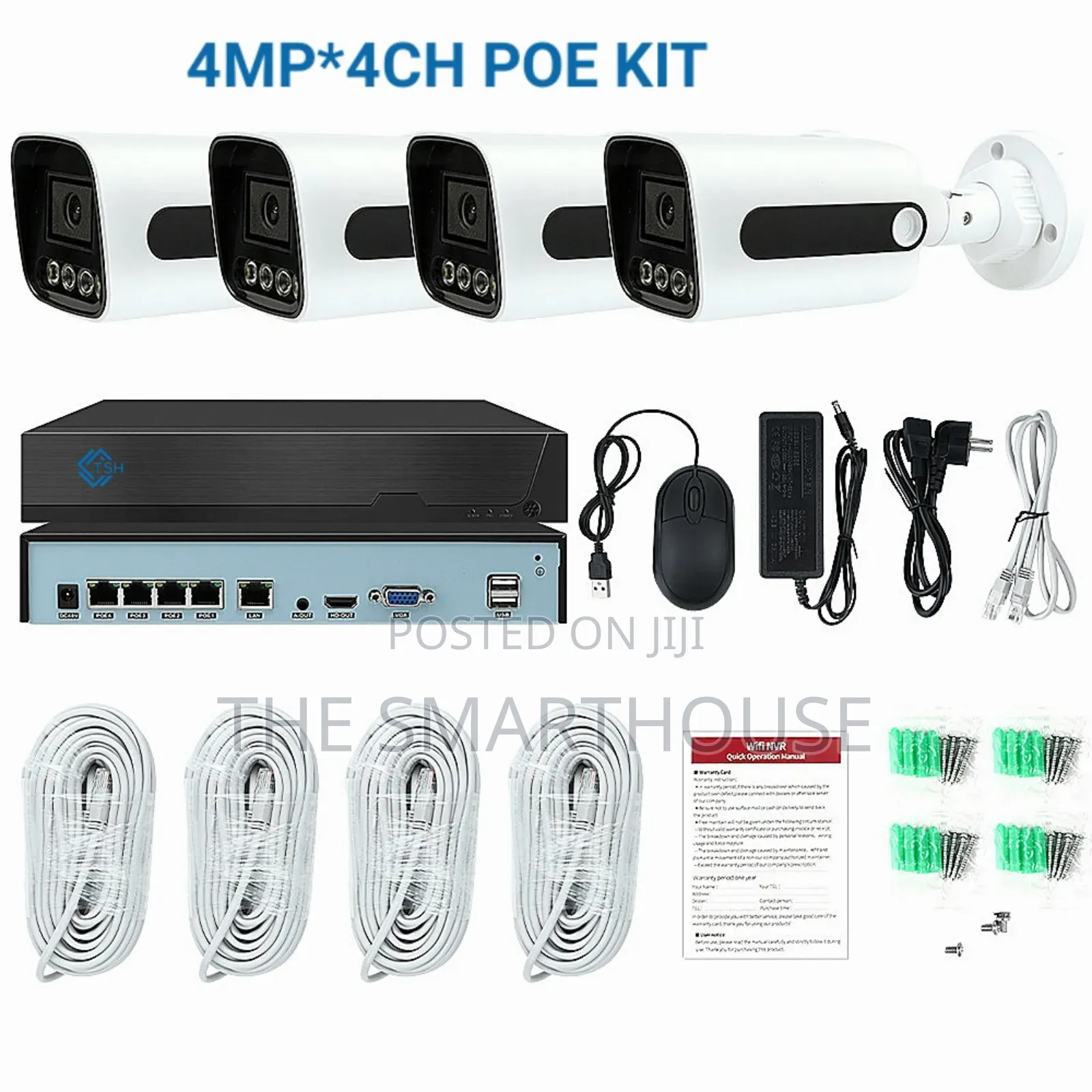 TSH 4ch*4mp Ip Poe Kit With Cables