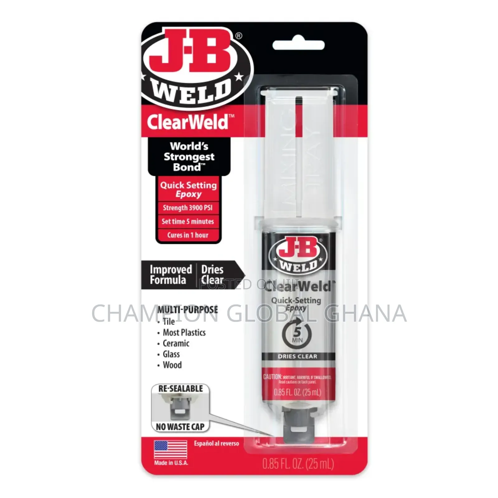 Jb Weld Quick Setting Clear Epoxy for Repair of Tiles and Ceramic