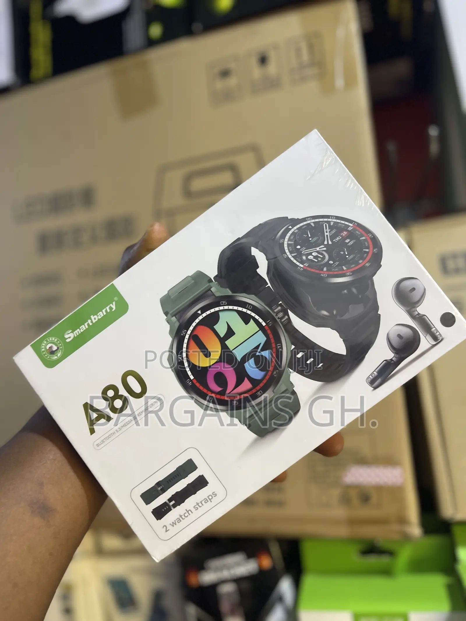 Smartberry A80 Premium Smart Watch With Wireless Earbuds (2 in 1)