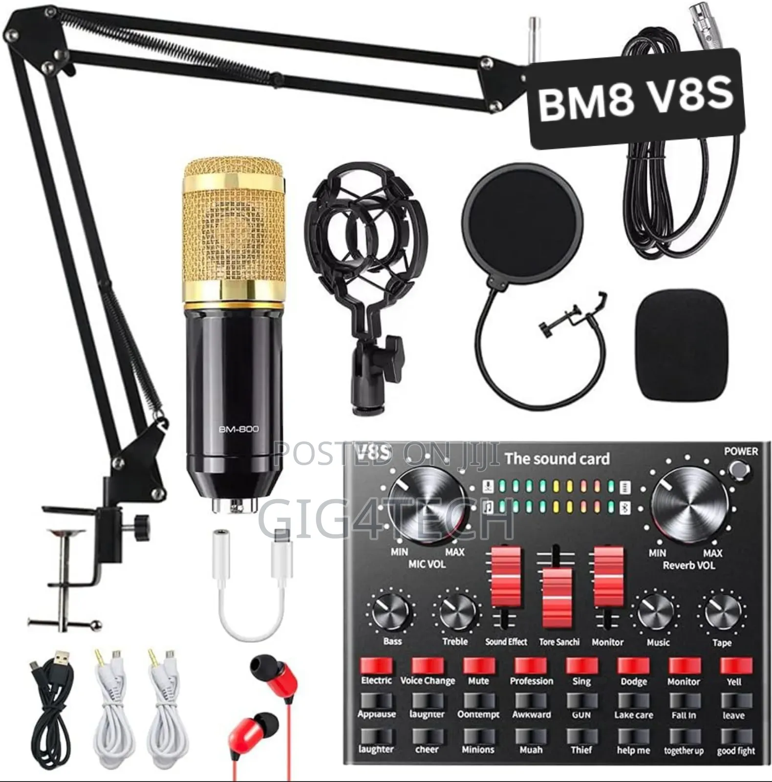 Professional Bm-800 Condenser Microphone Kit With V8s Sound Card