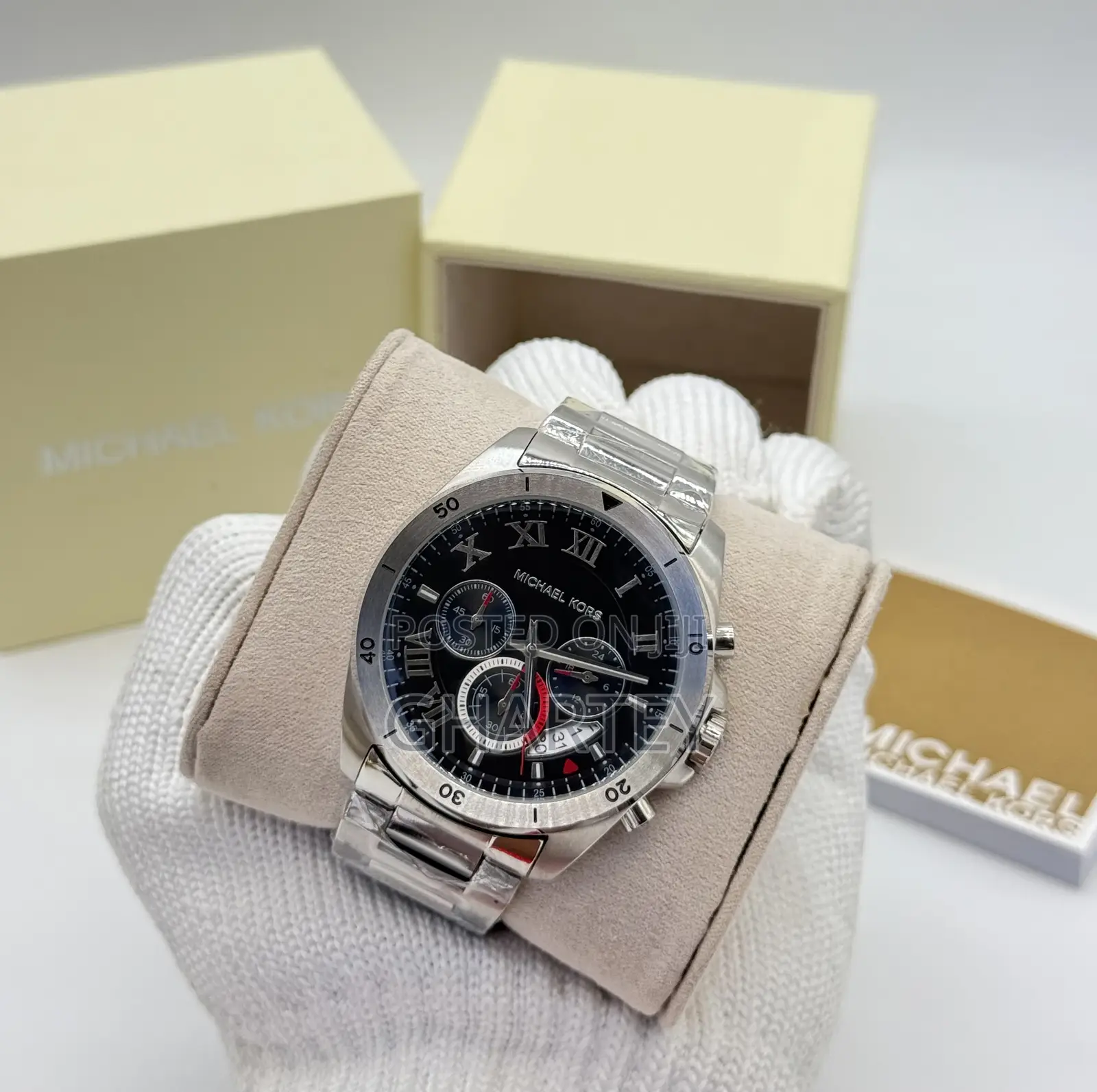 Michael Kors Silver Mechanical Bold Luxury Chronograph Watch