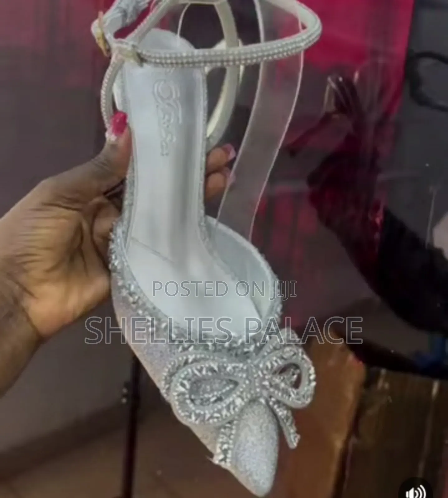 Women's Silver Crystal Heel Sandals. Size 38 Open