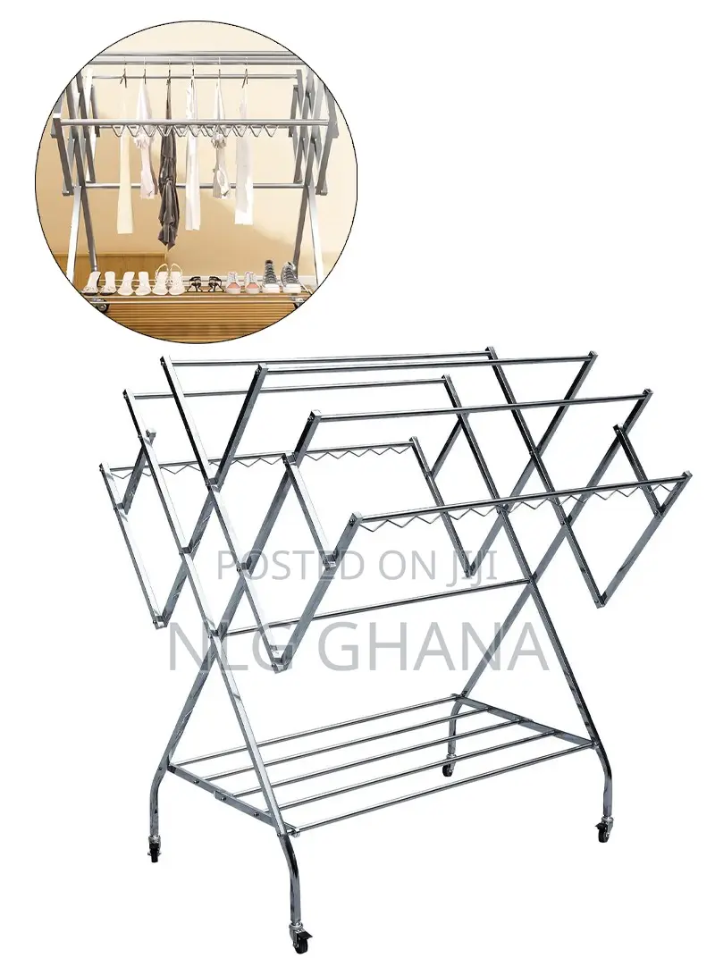 6 Poles Stainless Steel Movable Clothes Drying Rack. Ghx4844