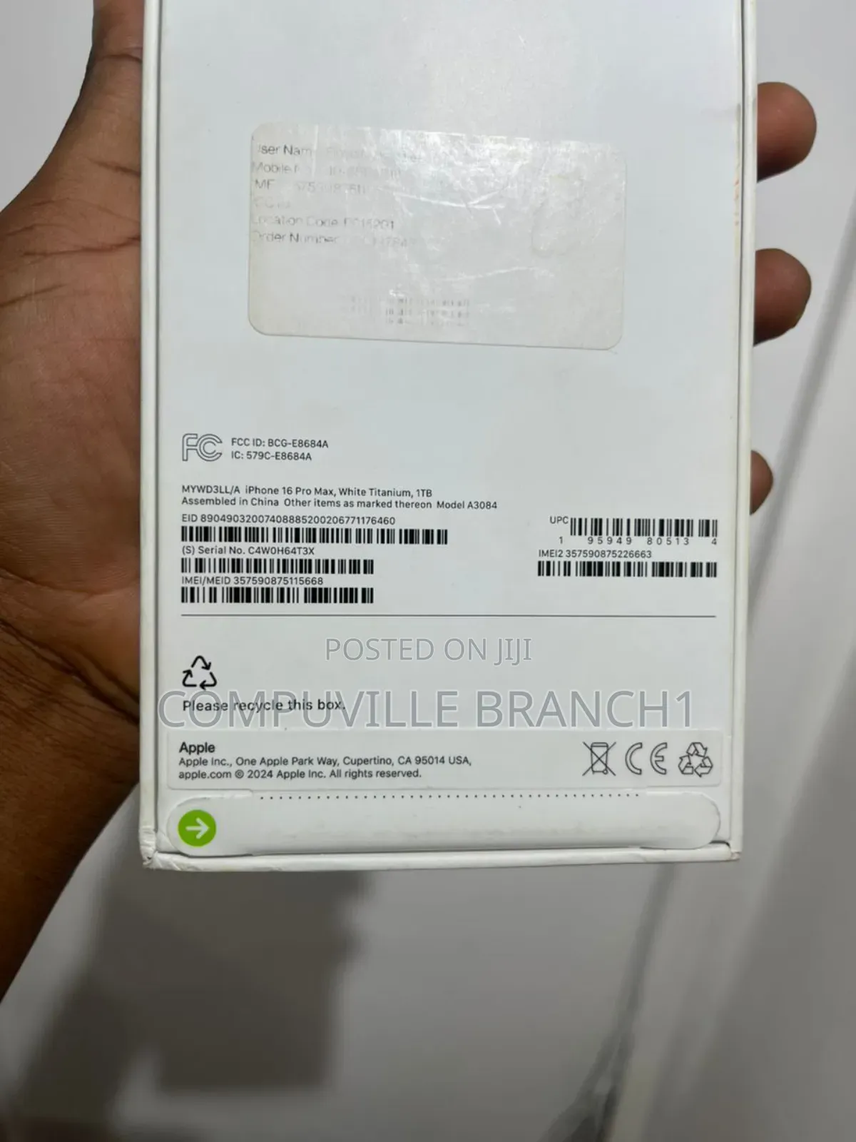 New Apple iPhone 16 Pro Max 1 TB White