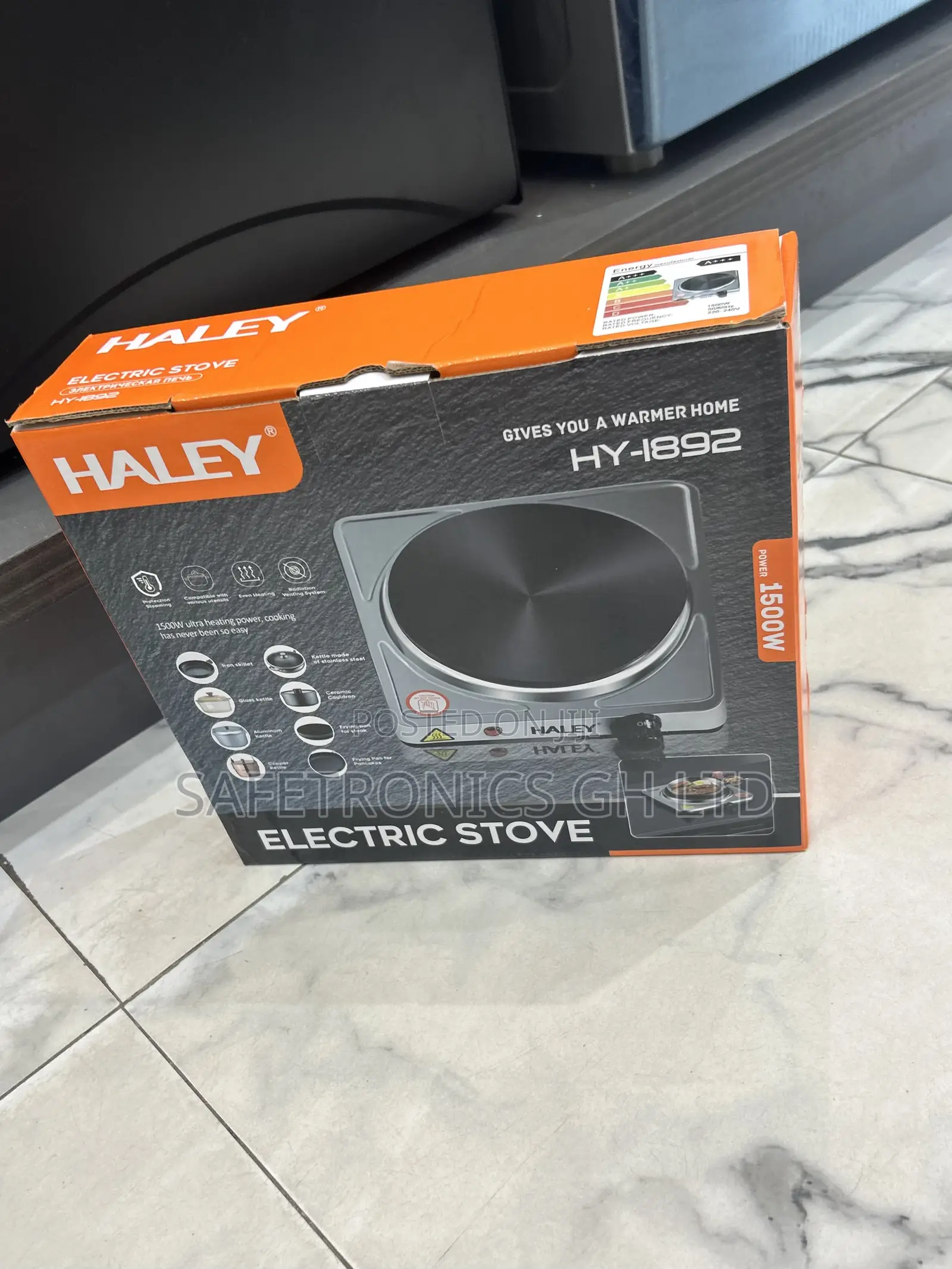 Energy Sufficient Haley Electric Hy-1892 Plate 1 Hub Grey 1500 Watts