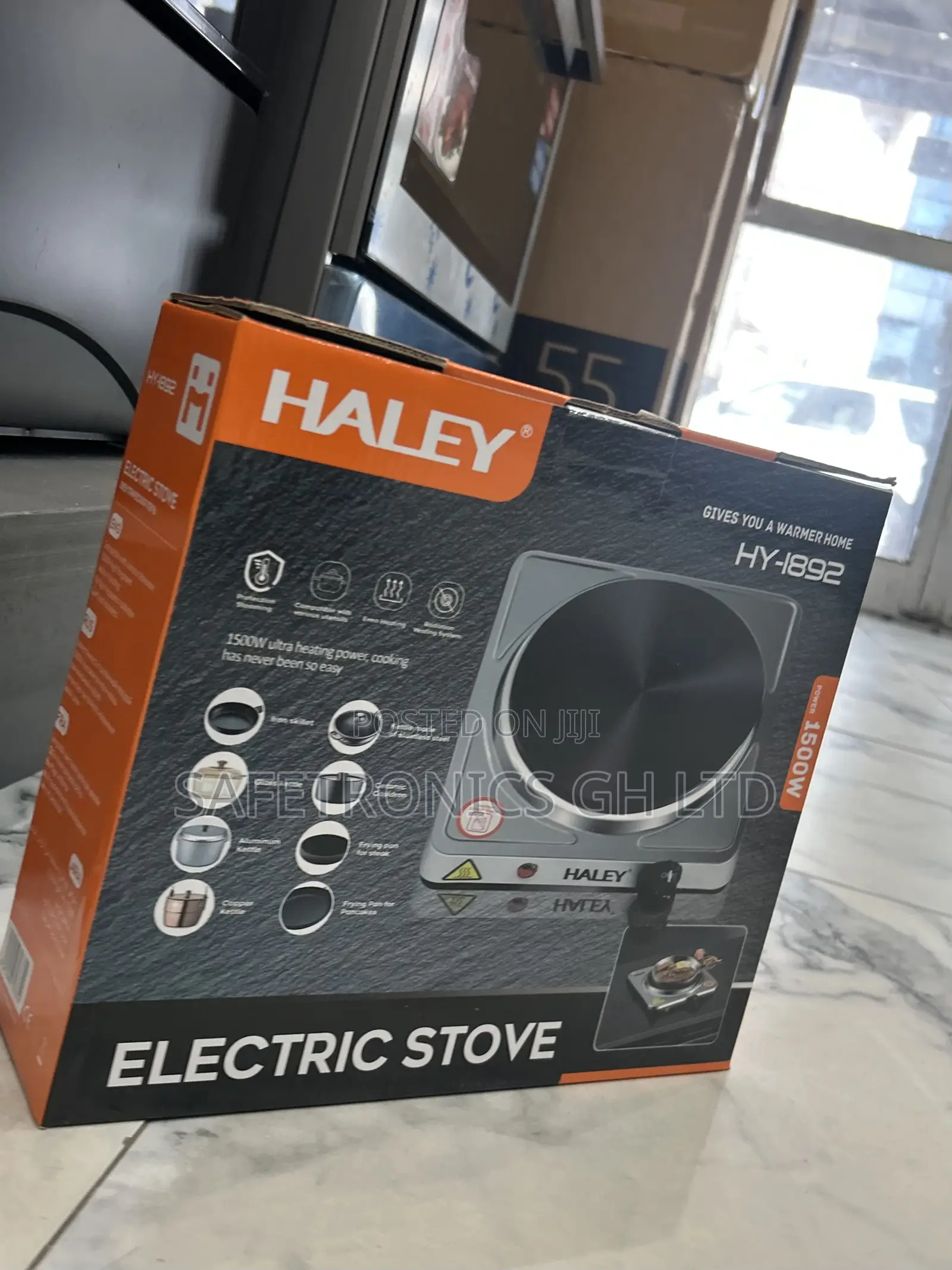 Sealed Unique 1500 Watts Electric Haley Plate 1 Hub Hy-1892 Grey